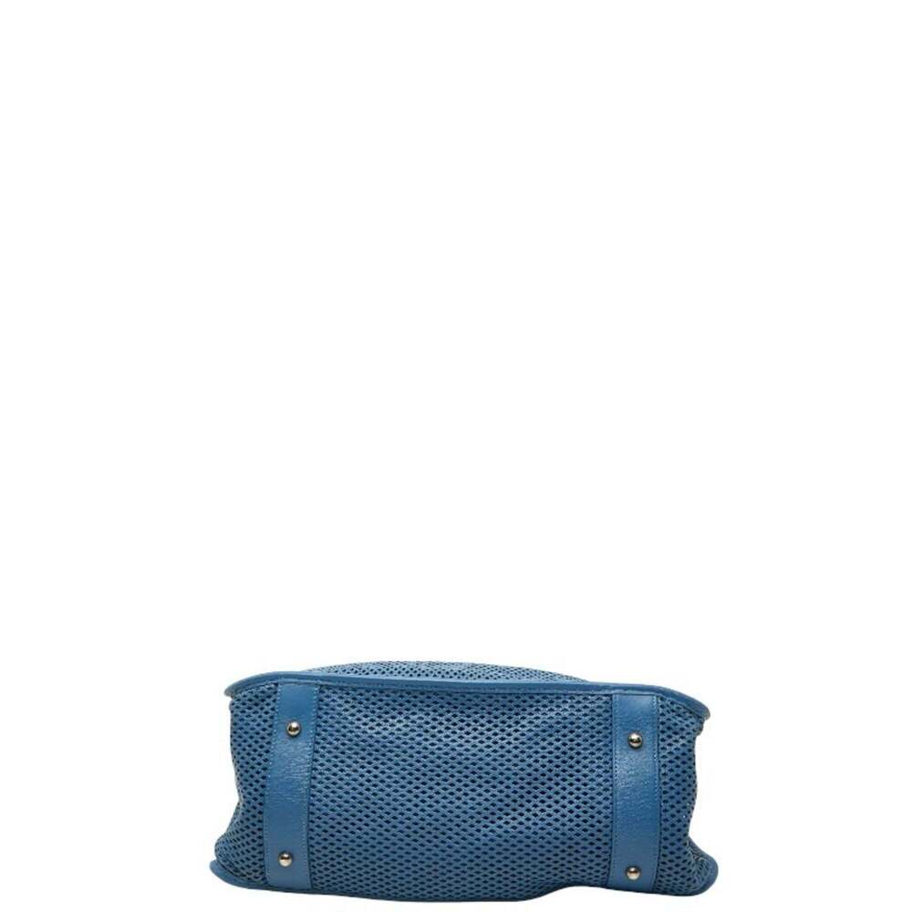 CHANEL Blue Leather Logo Tote Bag - Picture 3 of 12